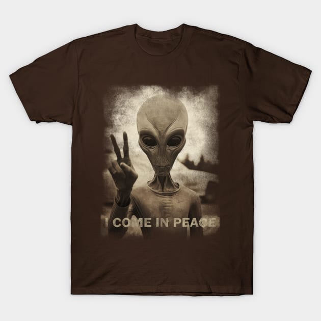 Alien I come in peace T-Shirt by Myanko